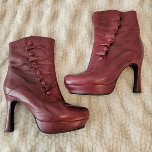 Earthies red boots steampunk platform Victorian